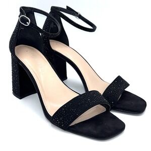 Kelly & Katie Caital Black‎ Rhinestone Block Heel Sandals Women's Size 9